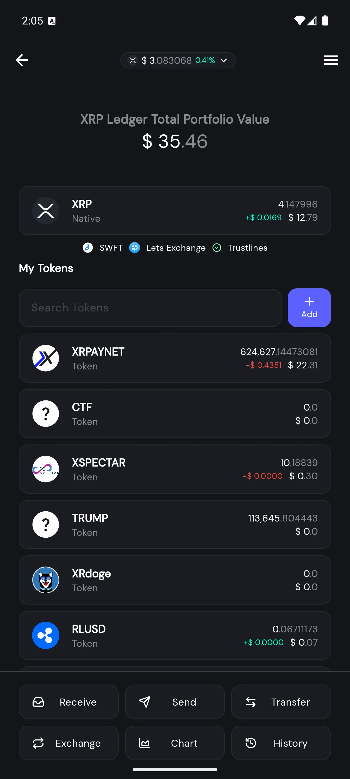 Volta Wallet XRP Screen